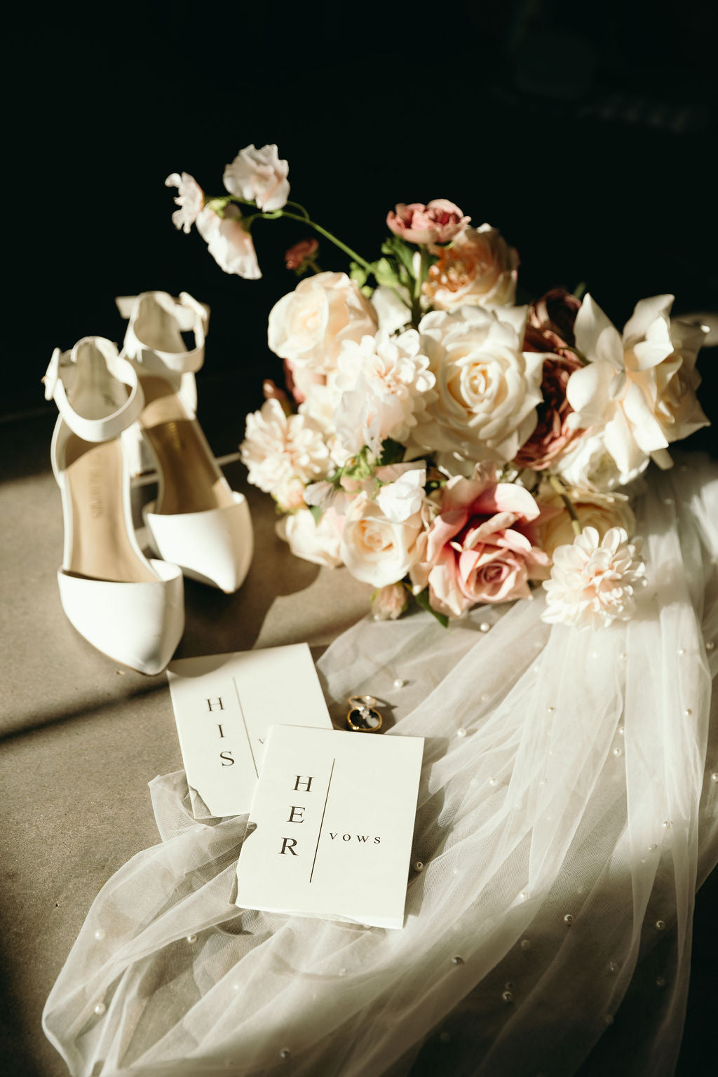 wedding shoes and flowers