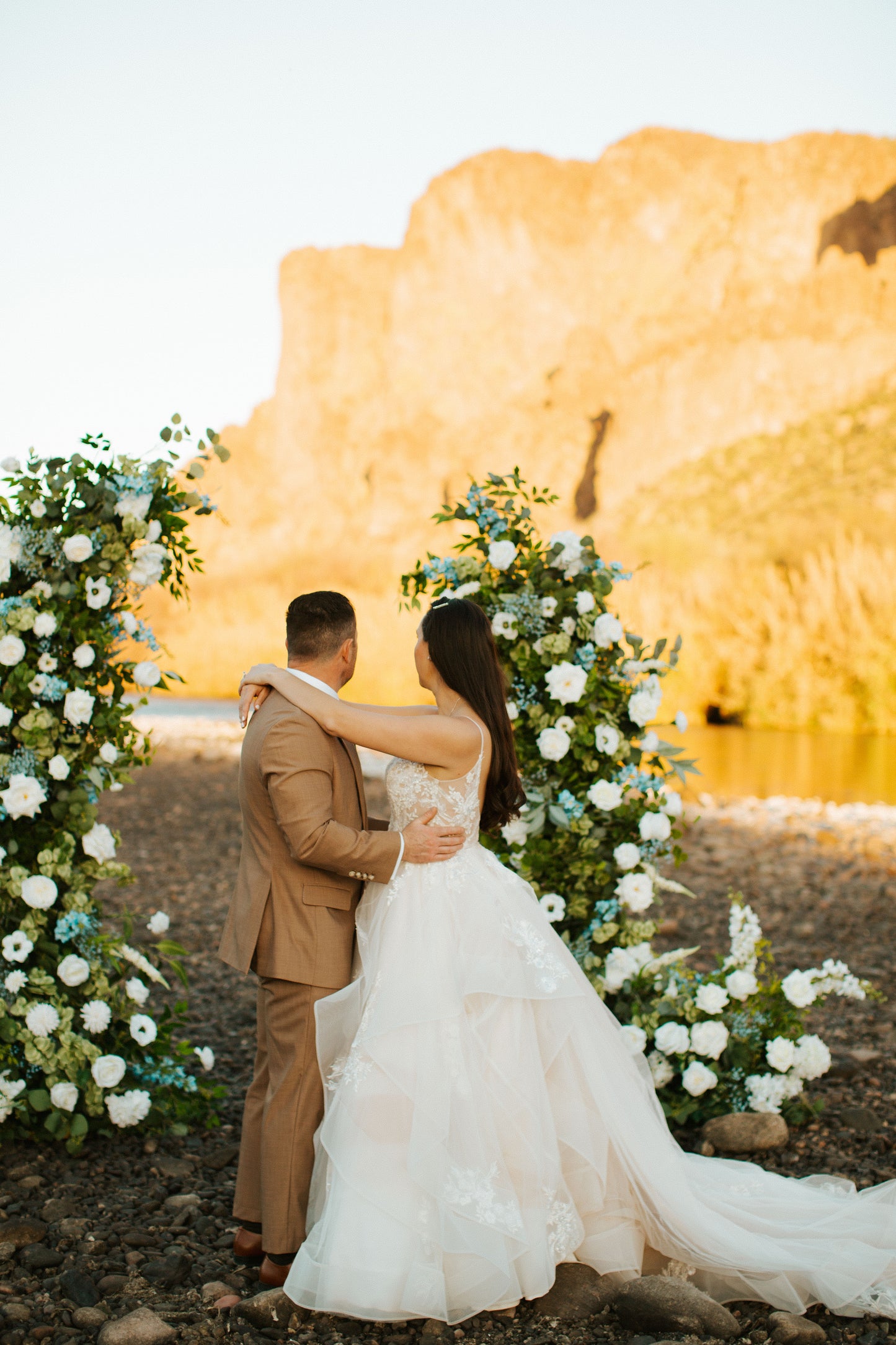 kylee-wedding-arch-couple-by-river