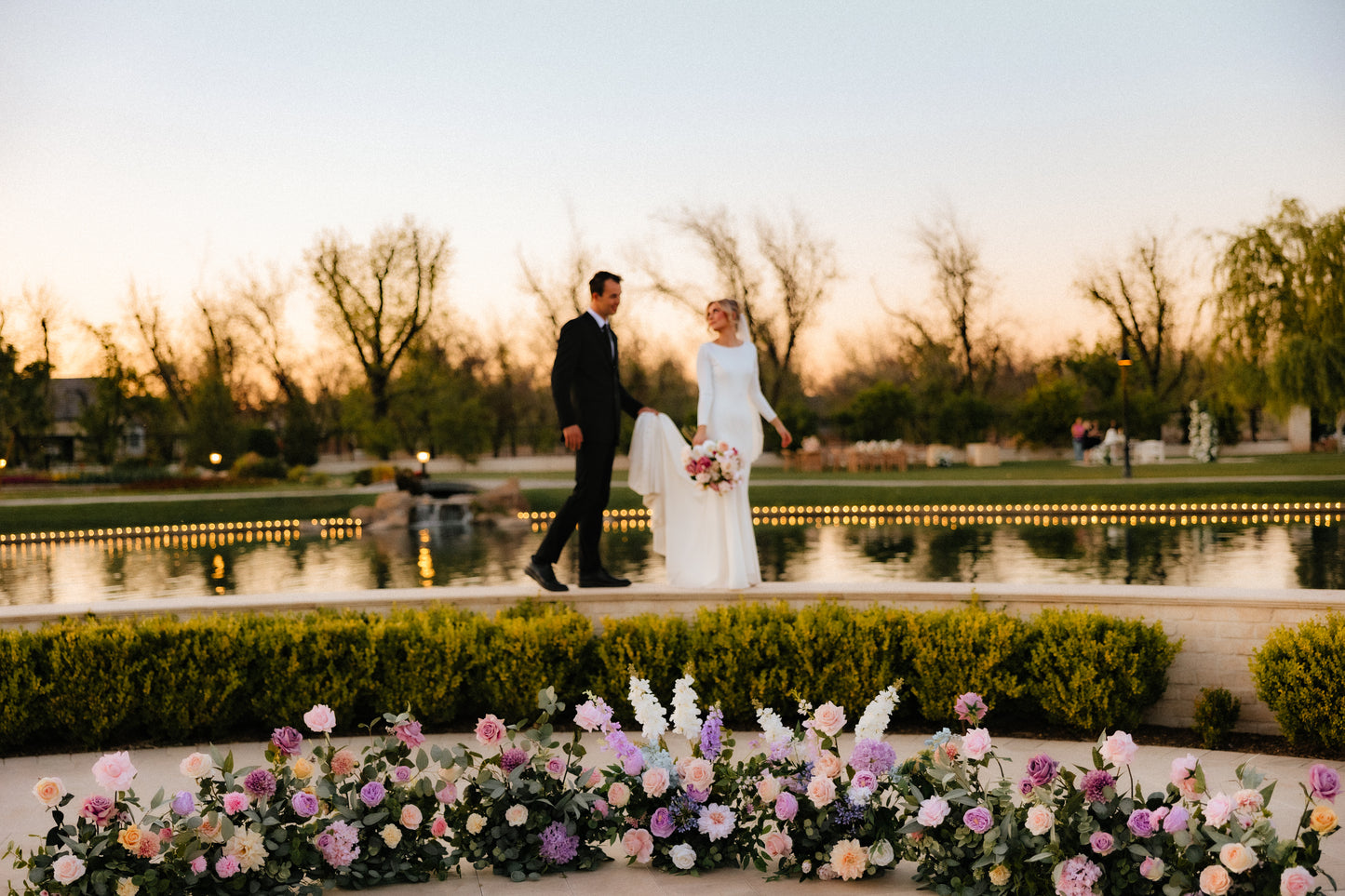 maylee-aisle-flowers-sunset